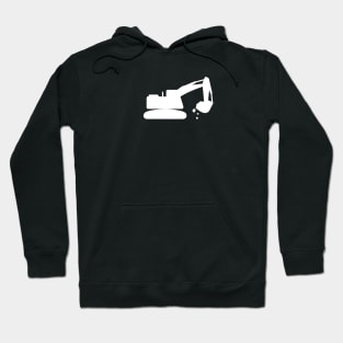 Excavator White Silhouette Digger Art Hoodie